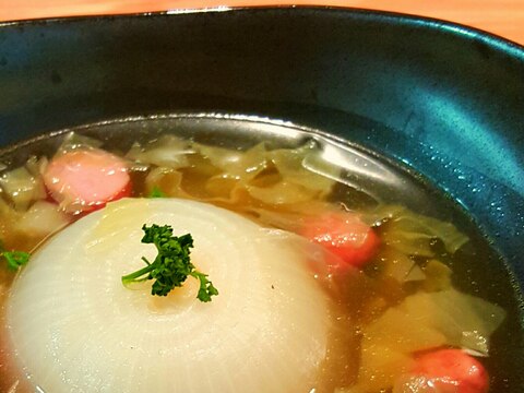 超簡単！新玉ねぎまるごと　トロトロスープ